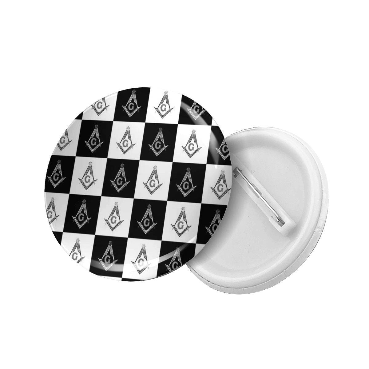 Master Mason Blue Lodge Brooch - Square and Compass G Checkered - Bricks Masons