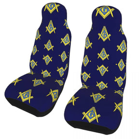 Master Mason Blue Lodge Car Seat Cover - Square and Compass G (2 Pieces) - Bricks Masons