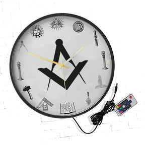 Master Mason Blue Lodge Clock - Frame with LED - Bricks Masons