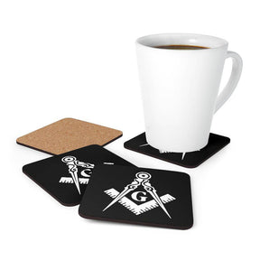 Master Mason Blue Lodge Coaster - Black Square & Compass G - Bricks Masons