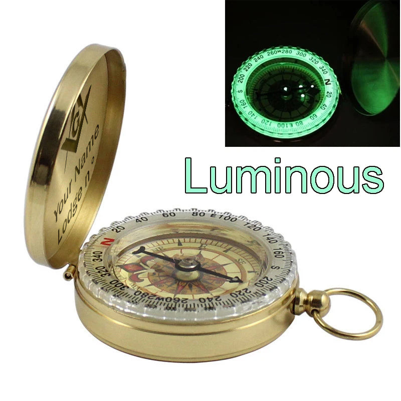 Master Mason Blue Lodge Compass - Gold Plating With Personalization - Bricks Masons