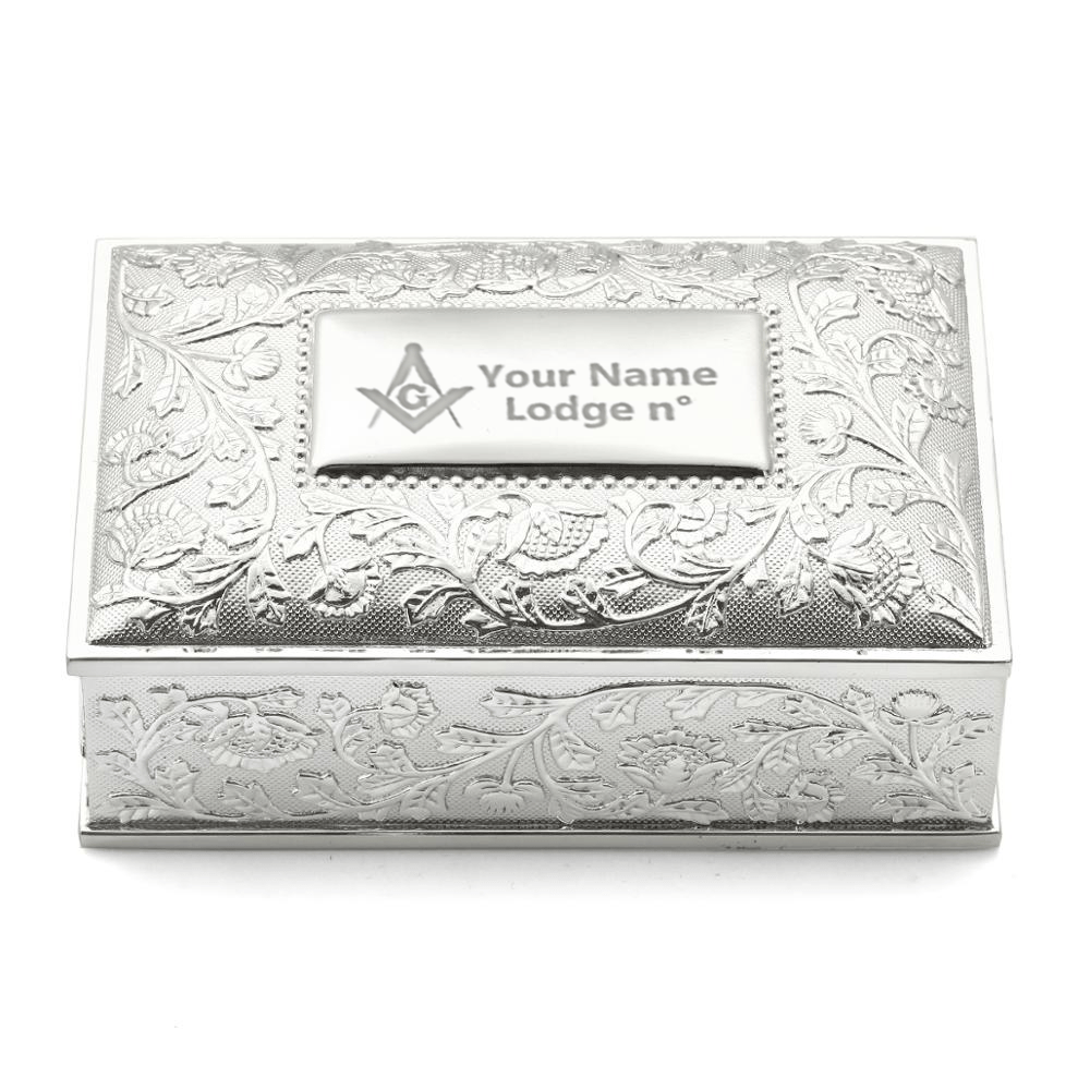 Master Mason Blue Lodge Jewelry Box - Black Velvet Lining - Bricks Masons