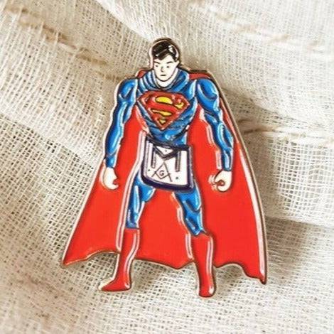 Master Mason Blue Lodge Lapel Pin - Masons Apron Superman - Bricks Masons