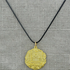 Master Mason Blue Lodge Necklace - Bronze And Gold Plated Lodge Dual-Purpose Pendant - Bricks Masons