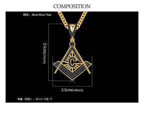 Master Mason Blue Lodge Necklace - Gold & Black Copper Zircon - Bricks Masons