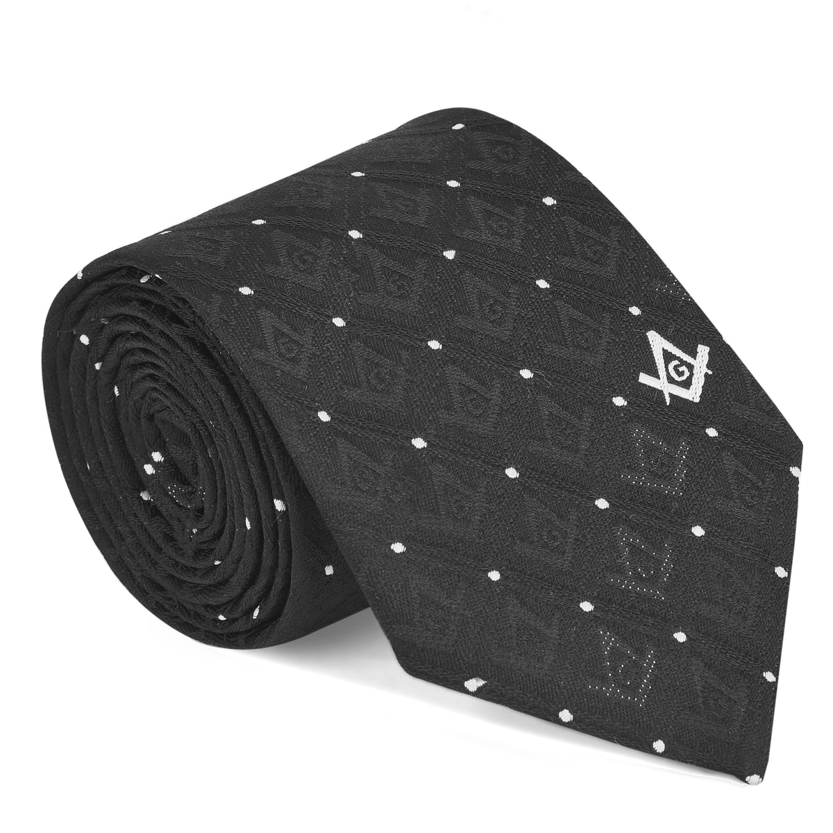 Master Mason Blue Lodge Necktie - Customizable Square & Compass G Pattern Machine Embroidery - Bricks Masons