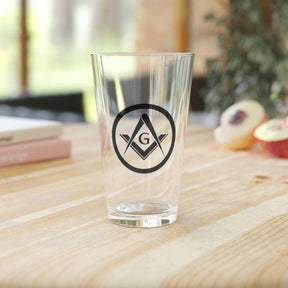 Master Mason Blue Lodge Pint Glass - 16oz Square & Compass G - Bricks Masons