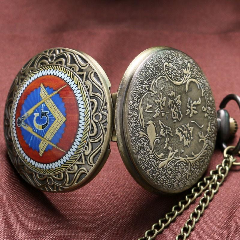 Master Mason Blue Lodge Pocket Watch - Bronze - Bricks Masons