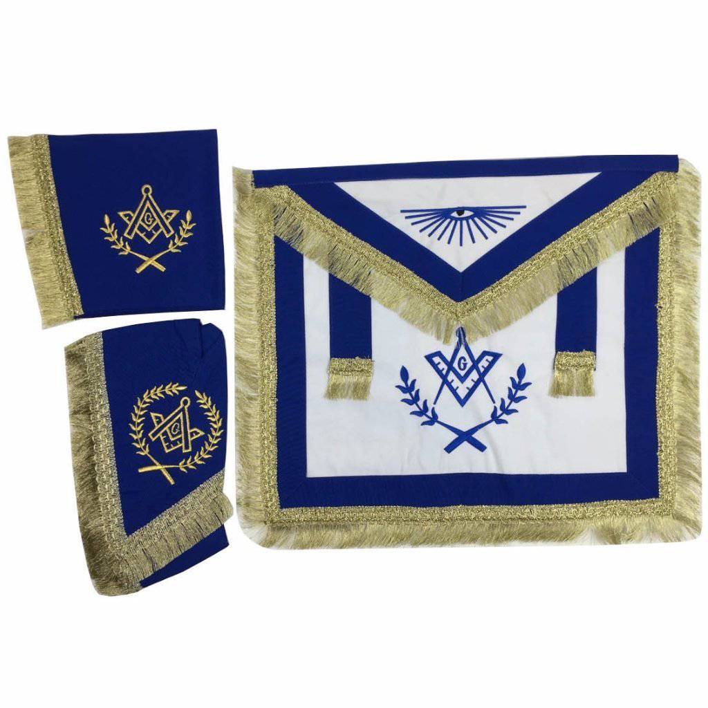 Master Mason Blue Lodge Regalia Set - White & Blue with Fringe - Bricks Masons