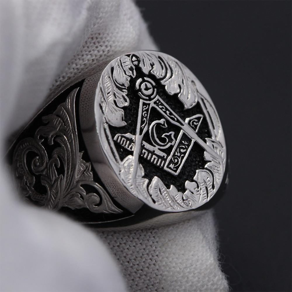 Master Mason Blue Lodge Ring - Motif Sterling Silver - Bricks Masons