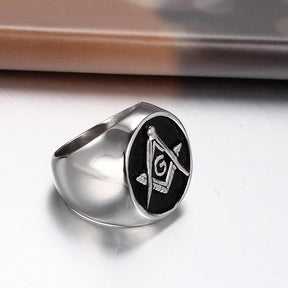 Master Mason Blue Lodge Ring - Silver Plated - Bricks Masons