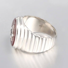 Master Mason Blue Lodge Ring - Square & Compass G Oval Head Sterling Silver - Bricks Masons