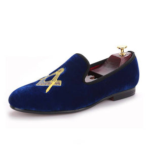 Master Mason Blue Lodge Shoe - Embroidery Square and Compass (Multiple Colors) - Bricks Masons