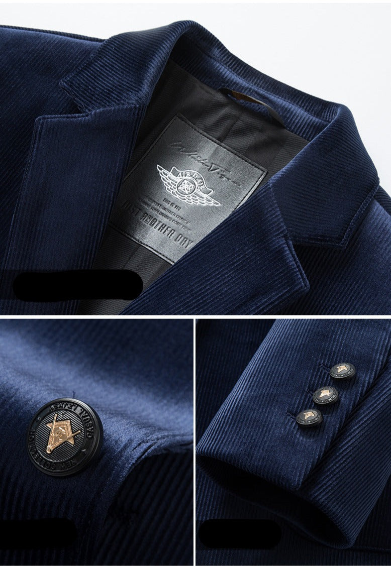 Master Mason Blue Lodge Suit Jacket - Black & Blue Polyester Fiber - Bricks Masons