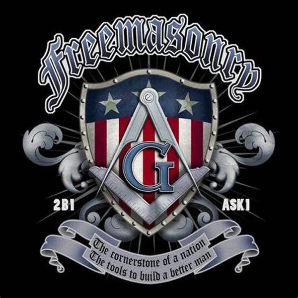 Master Mason Blue Lodge T-Shirt - Cotton O-Neck US Flag - Bricks Masons