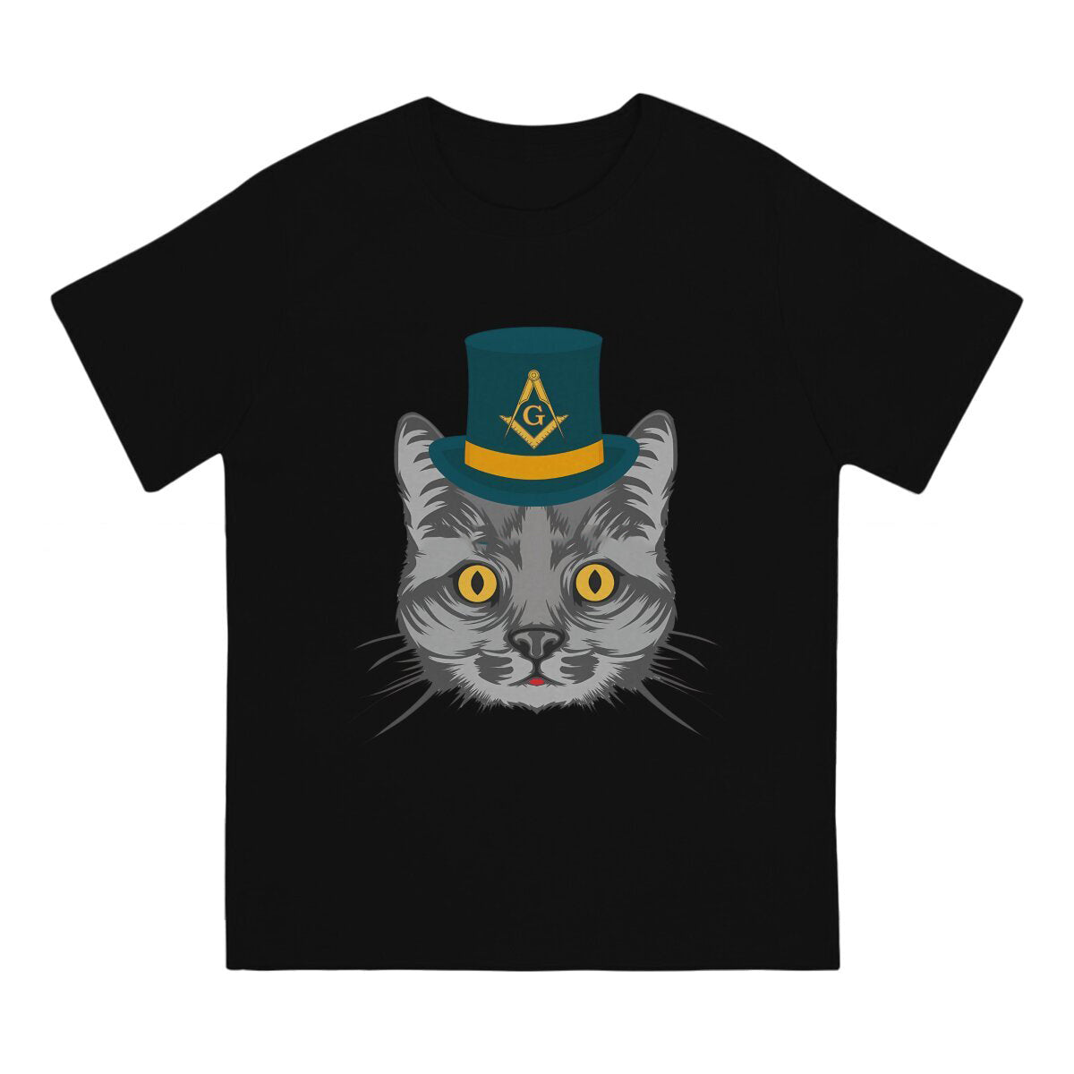 Master Mason Blue Lodge T-Shirt - Polyester Cat Design - Bricks Masons