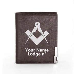Master Mason Blue Lodge Wallet - Black & Brown - Bricks Masons