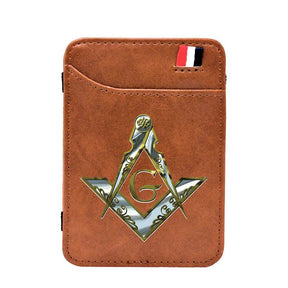 Master Mason Blue Lodge Wallet - Compass And Square G (Black/Brown) - Bricks Masons