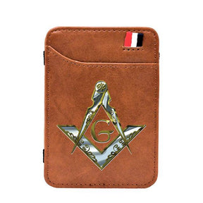 Master Mason Blue Lodge Wallet - Compass And Square G (Black/Brown) - Bricks Masons