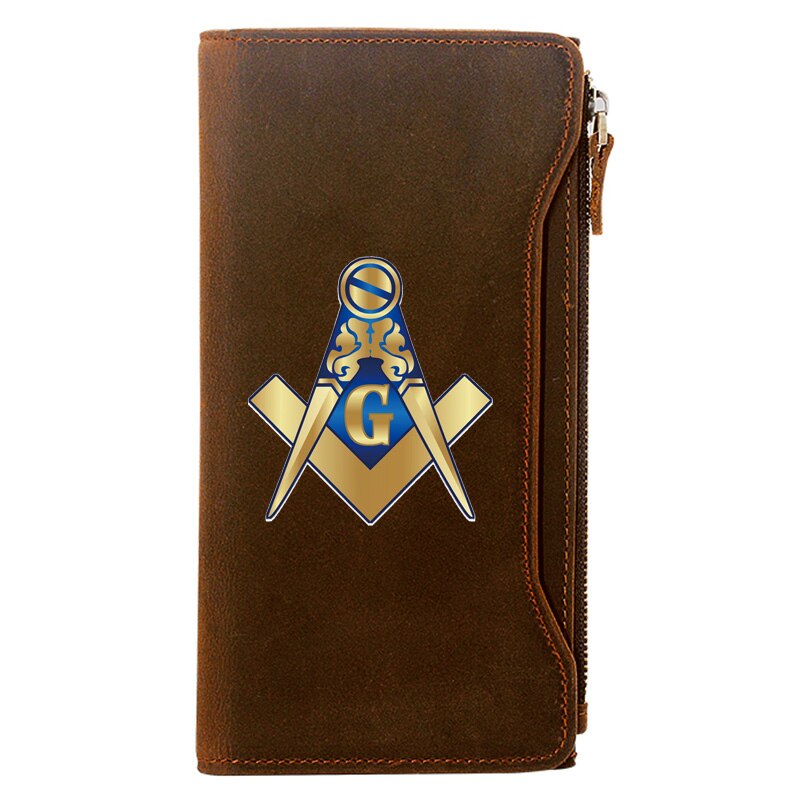 Knights Templar Commandery Wallet - Genuine Brown Leather - Bricks Masons