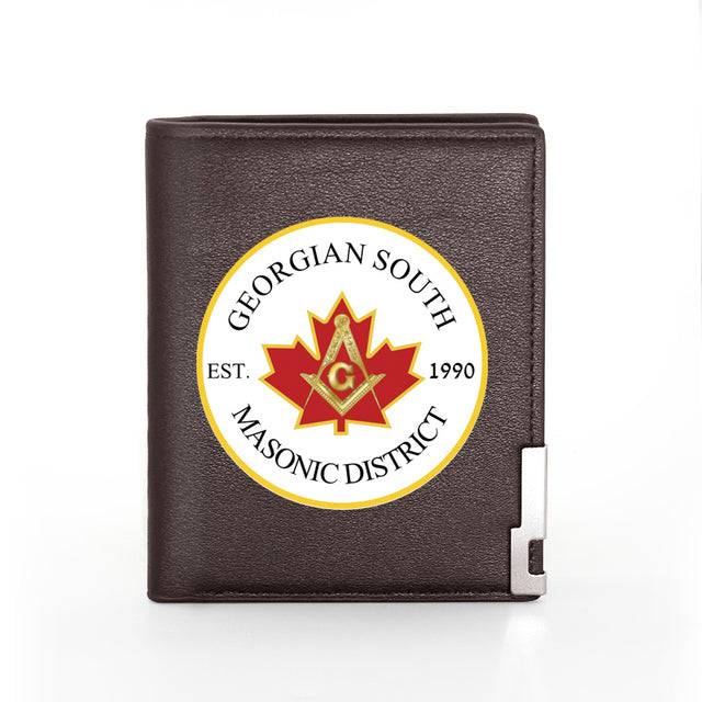 Master Mason Blue Lodge Wallet - Georgian South Masonic District Black & Brown - Bricks Masons