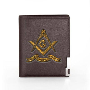 Master Mason Blue Lodge Wallet - With Credit Card Holder (Brown/Black) - Bricks Masons