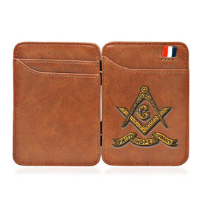 Master Mason Blue Lodge Wallet - With Credit Card Holder Brown & Black - Bricks Masons