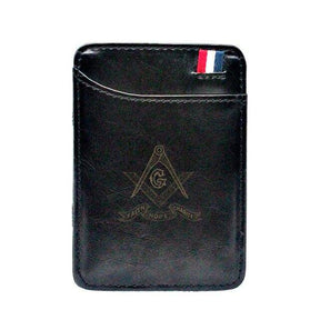 Master Mason Blue Lodge Wallet - With Credit Card Holder Brown/black - Bricks Masons