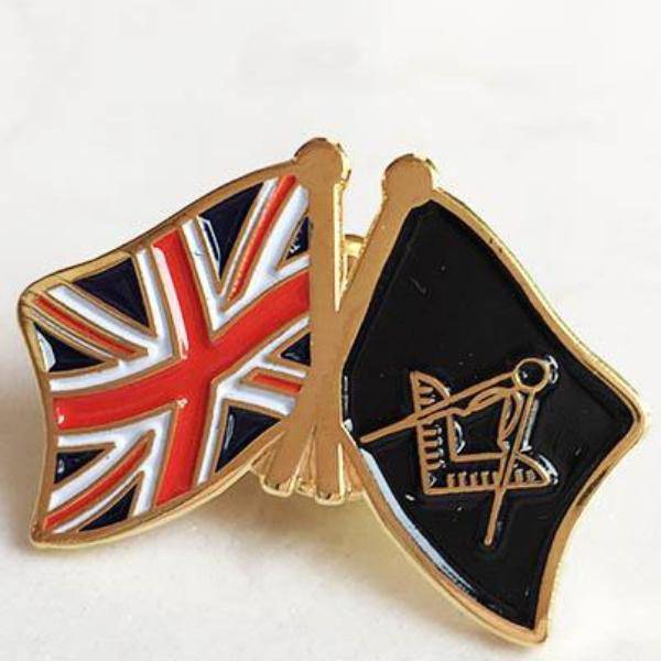 Master Mason Craft Lapel Pin - United Kingdom UK Flag - Bricks Masons
