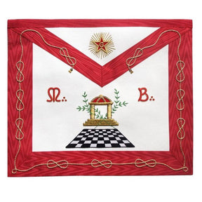 Master Mason Scottish Rite Apron - Red Moire Square & Compass - Bricks Masons