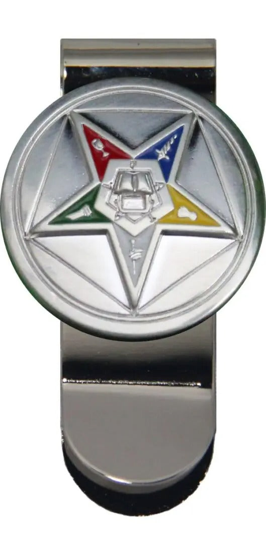 OES Money Clip - Chrome With Star Emblem - Bricks Masons