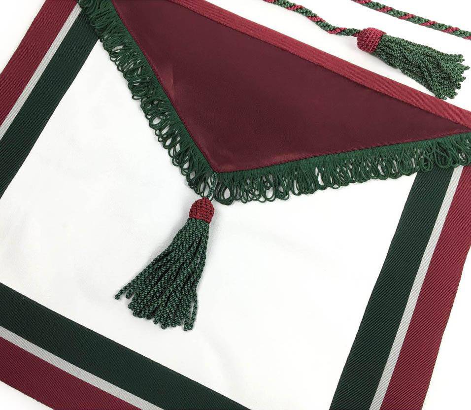 Member The Royal Order of Scotland Apron - White, Maroon & Green - Bricks Masons