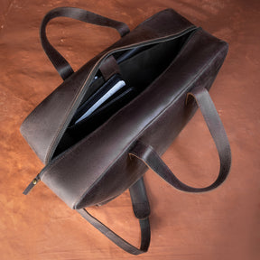 OES Briefcase - Dark Brown Cow Leather - Bricks Masons