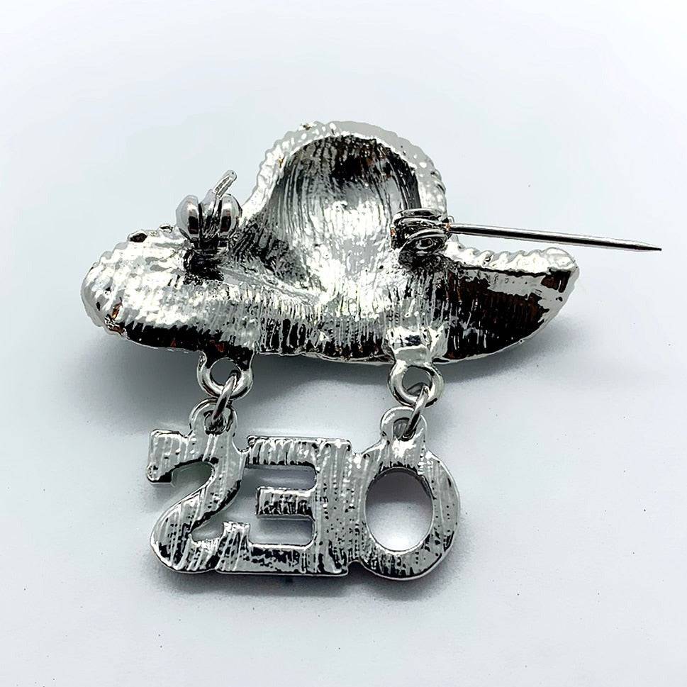 OES Brooch - White & Silver Metal - Bricks Masons