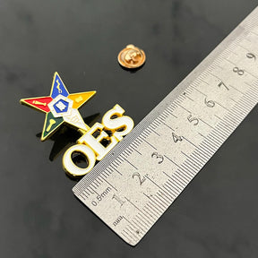 OES Brooch - Zinc Alloy Colorful Star & White OES Letters - Bricks Masons
