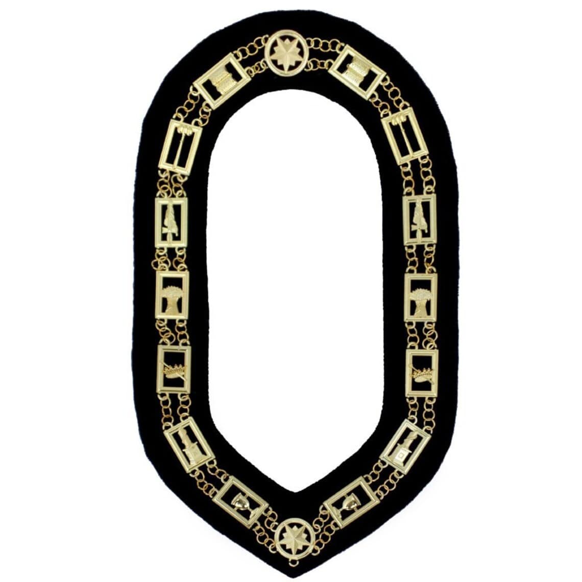 OES Chain Collar - Gold Plated on Black Velvet - Bricks Masons