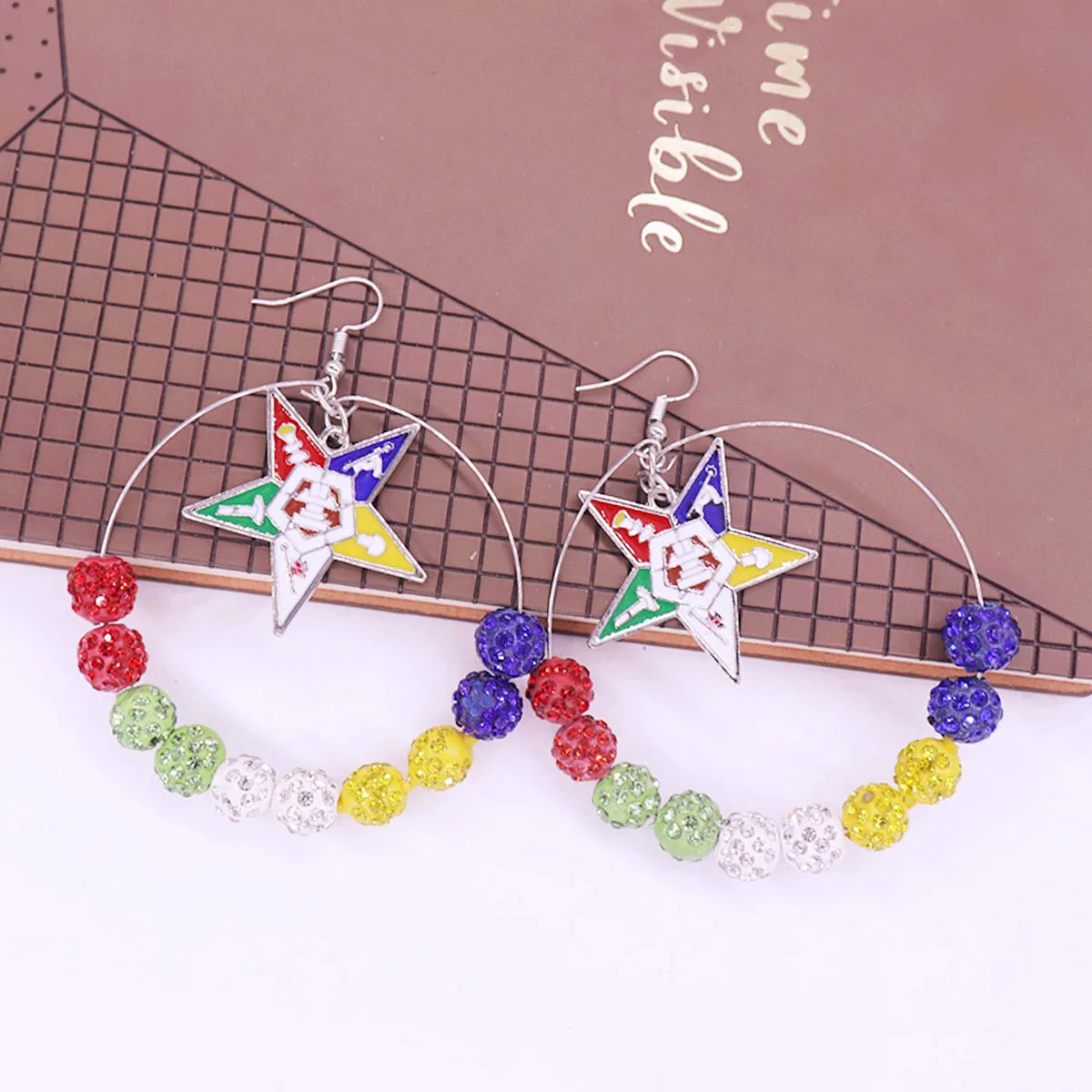 OES Earring - Crystal Ball Beads - Bricks Masons