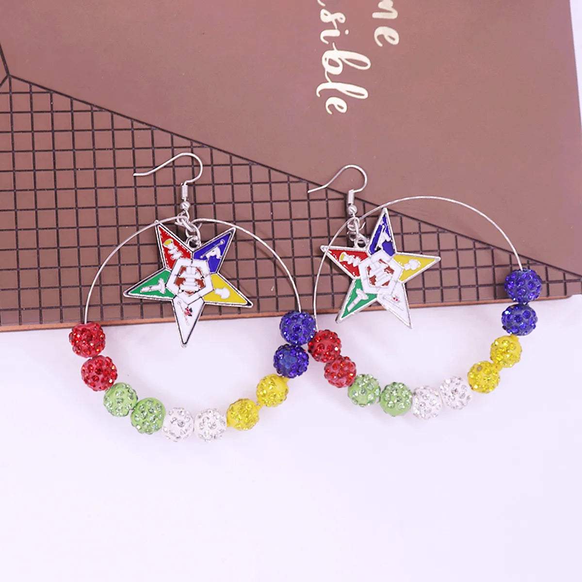 OES Earring - Crystal Ball Beads - Bricks Masons