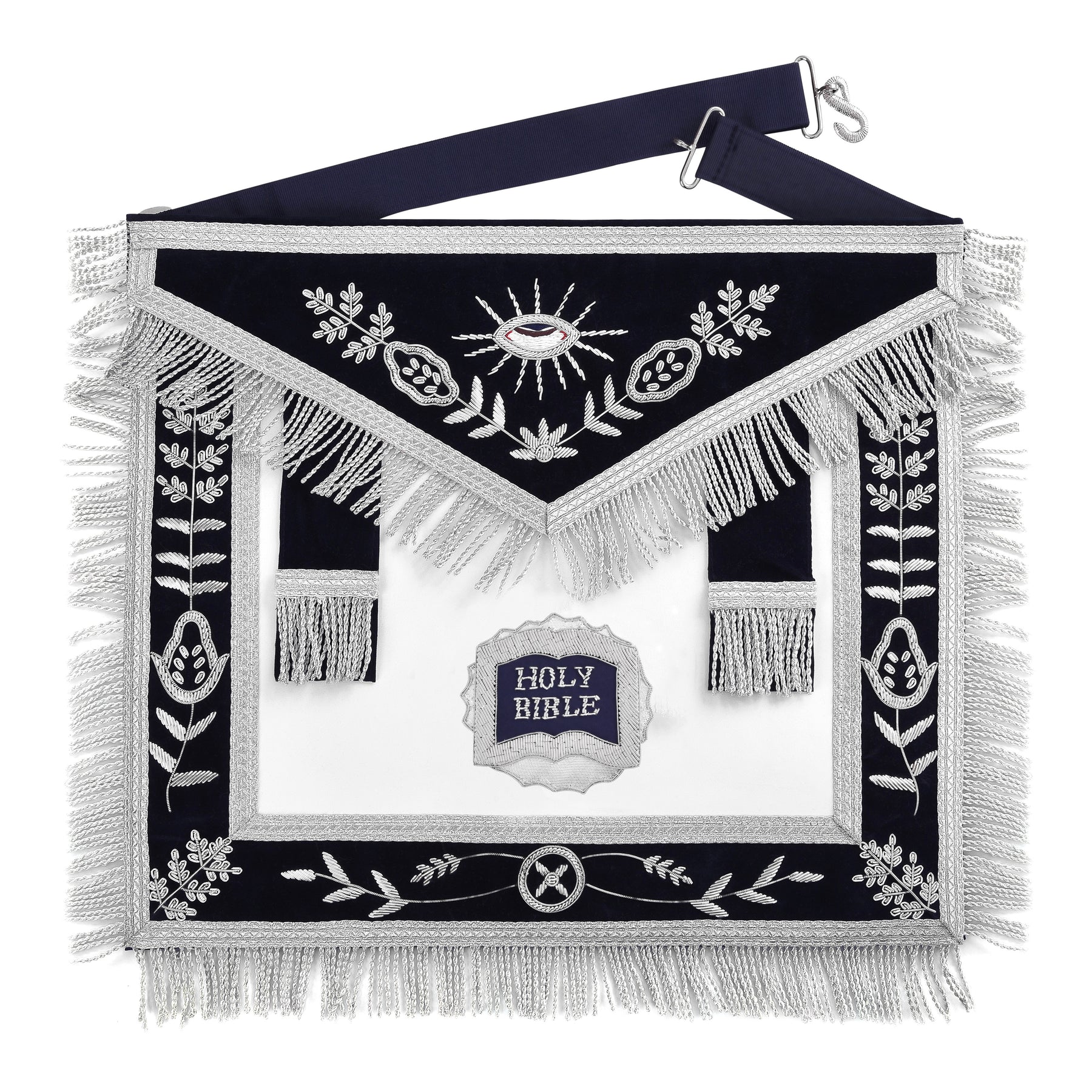 Officers Blue Lodge Officer Apron Set - Navy Velvet Machine Embroidery (Set of 14) - Bricks Masons