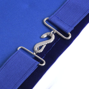 Past Master Blue Lodge California Regulation Apron - Blue & Gold Hand Embroidery Bullion With Pillars - Bricks Masons
