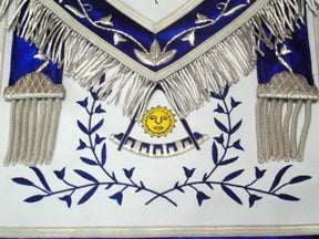 Past Master Blue Lodge Apron - Blue Silk - Bricks Masons