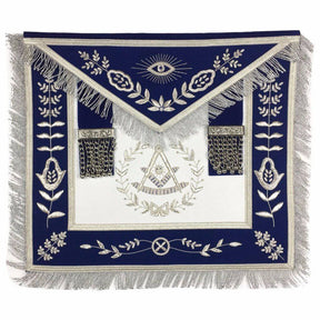 Past Master Blue Lodge Apron - Royal Blue Velvet with Silver Fringe - Bricks Masons