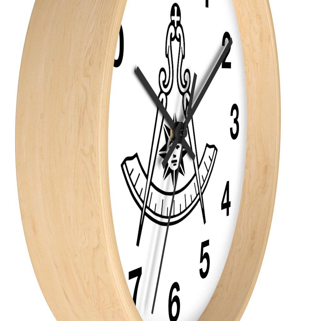 Past Master Blue Lodge Clock - Wooden Frame - Bricks Masons