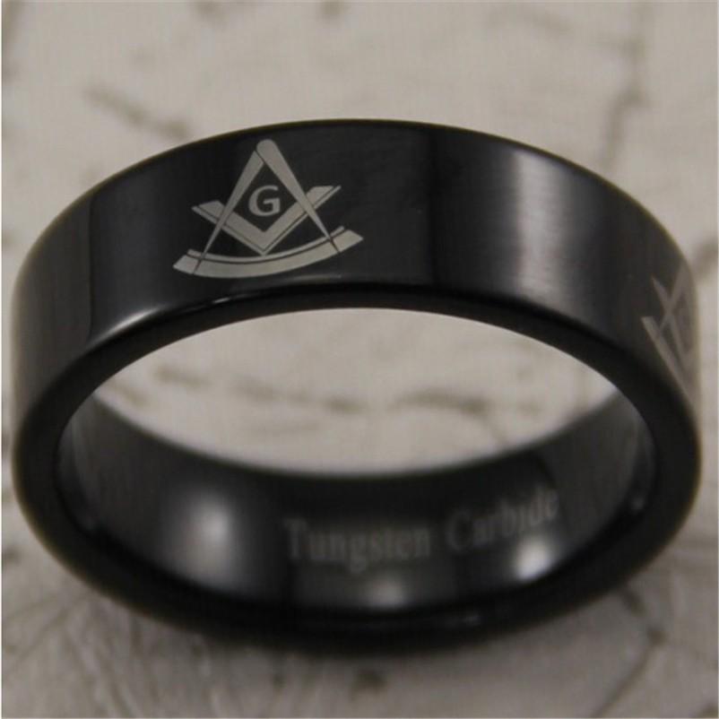 Past Master Blue Lodge Ring - Black Tungsten Personalizable - Bricks Masons