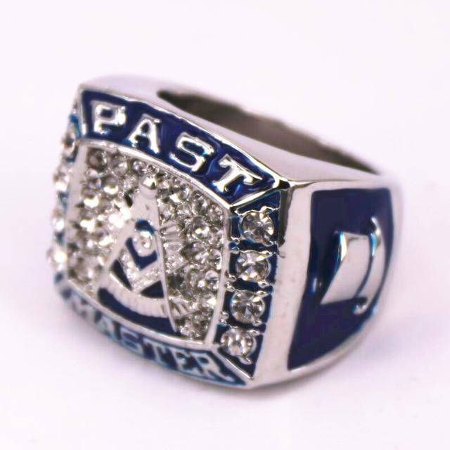 Past Master Blue Lodge Ring - Zirconia with Velvet Box - Bricks Masons