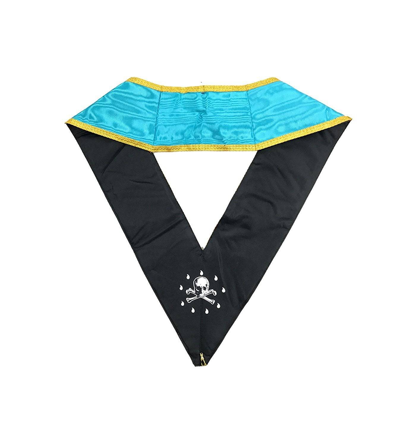Past Worshipful Master Memphis Misraim French Regulation Collar - Sky Blue Moire - Bricks Masons