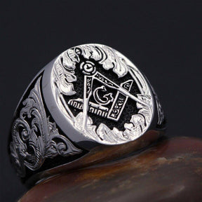 Master Mason Blue Lodge Ring - Motif Sterling Silver