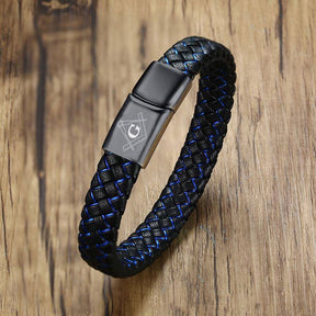 Master Mason Blue Lodge Bracelet - Magnetic Genuine Leather