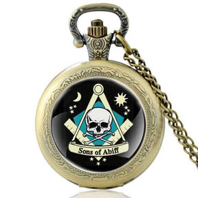 Master Mason Blue Lodge Pocket Watch - Compass & Square Sons Of Abiff