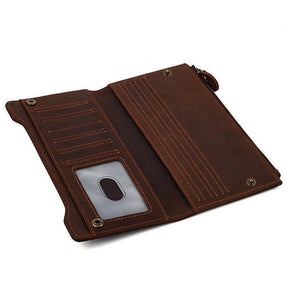 Royal Arch Chapter Wallet - Genuine Leather & Credit Card Holder Zipper Brown